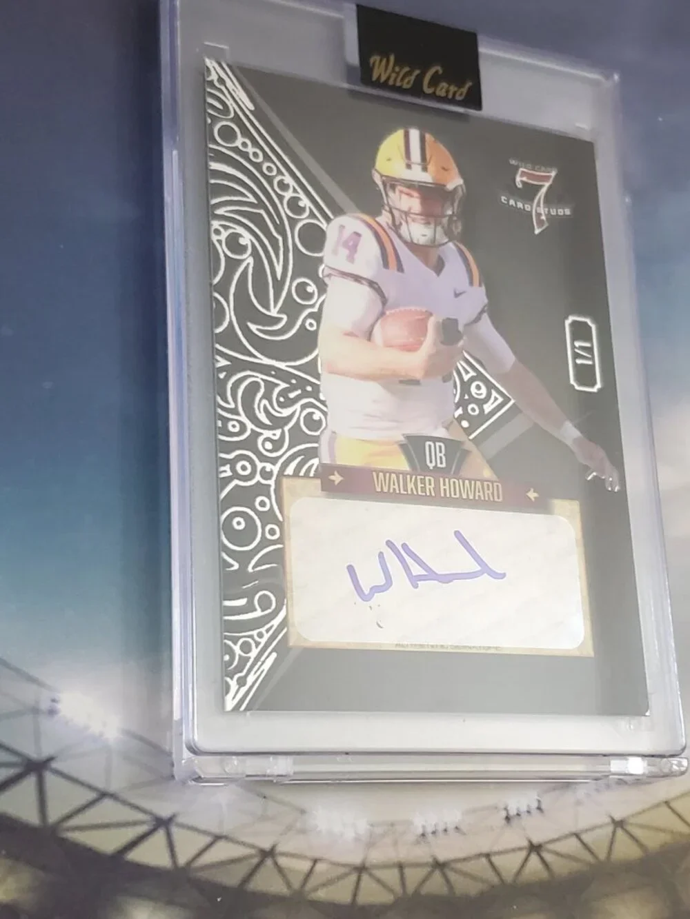 Walker Howard 2023 Wild Card 7 Card Stud Auto Left Diamond 1/1 Ole Miss